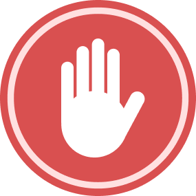 A hand up icon indicating how harassment is prohibited during debt collection