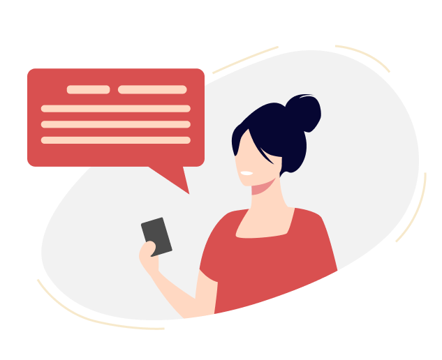 A helpful female staff providing assistance via message after a client's done borrowing from a licensed money lender