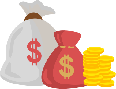 Icons of money bags and coins signifying the maximum amount a legal money lender can charge a borrower